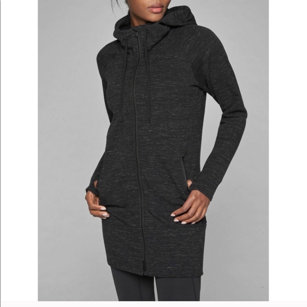 Athleta Dark Grey Long Hoodie Jacket